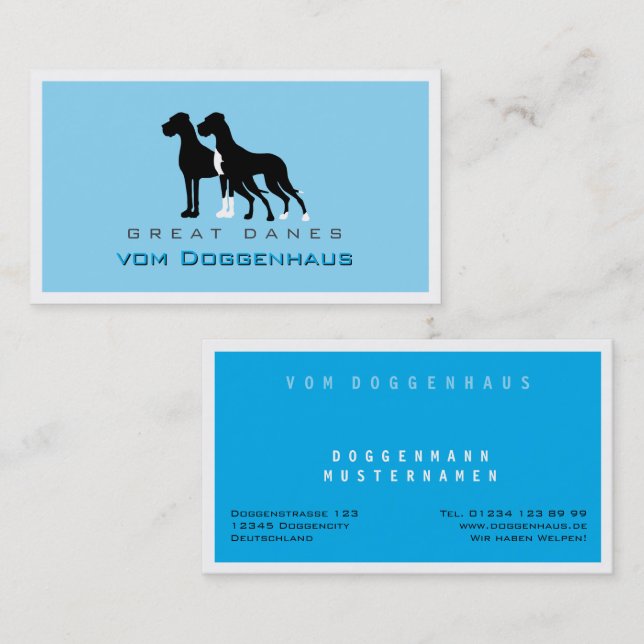 Professional black Great Danes Business Card (Front/Back)