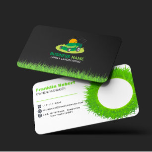 Professional Black Green Lawn Care & Landscaping  Business Card