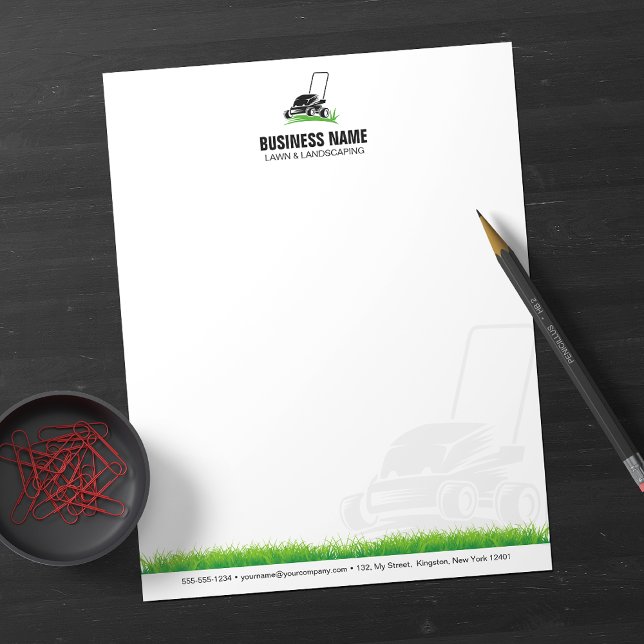 Professional Black Green Lawn Care & Landscaping Custom Letterhead (Creator Uploaded)