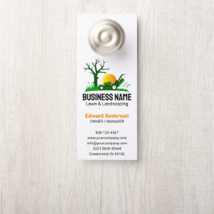 Professional Black Green Lawn Care Landscaping Door Hanger