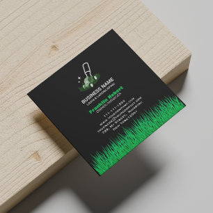 Professional Black Green Lawn Care & Landscaping  Square Business Card