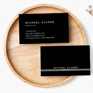 Professional Black Grey and White Simple Business Card