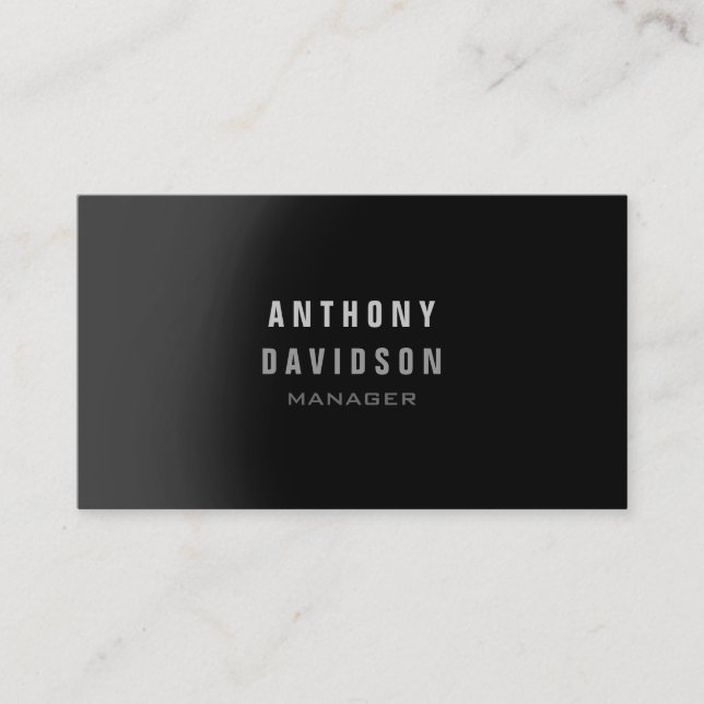 Professional Black Grey Manager Business Card (Front)