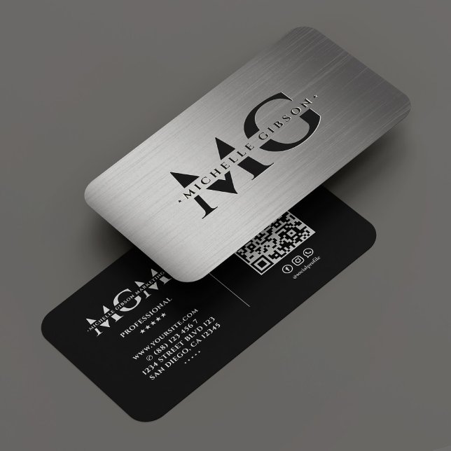 Professional Black Grey Monogram Initials Business Card (Professional Black Grey Monogram Initials Business Card
)