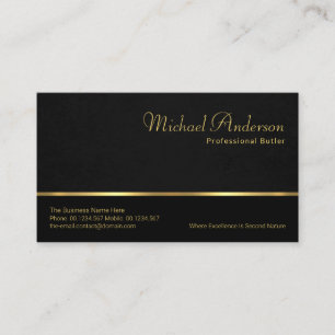 Professional Black Layers Gold Line Butler Service Business Card