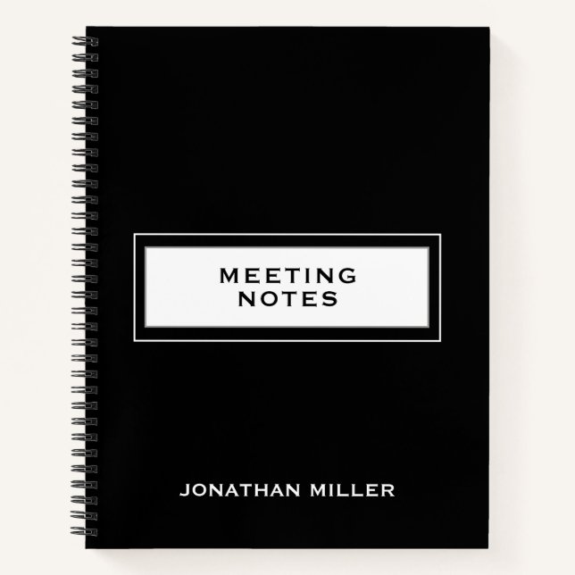 Professional Black Meeting Notes Notebook (Front)
