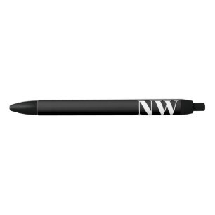 Professional Black Minimalist White Monogram Ink Pen