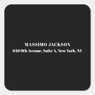 Professional black modern minimalist add name square sticker