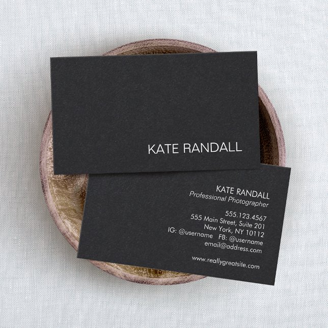 Professional Black Modern MInimalist Business Card (black professional minimalistic business cards)