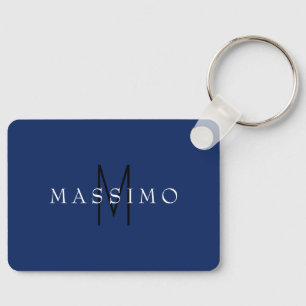 Professional Black Monogram Blue Your Name Key Ring