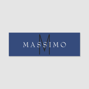 Professional Black Monogram Blue Your Name Tag