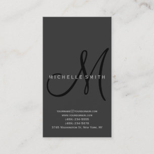 Professional Black Monogram Grey Business Card