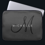 Professional Black Monogram Grey Your Name Laptop Sleeve<br><div class="desc">Plain Minimalist Modern Designs. They're all simple,  attractive,  unique.</div>