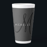 Professional Black Monogram Grey Your Name Latte Mug<br><div class="desc">An attractive,  eye-catching yet extremely simple design. I'm sure this is exactly what you're looking for.</div>