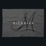 Professional Black Monogram Grey Your Name Tea Towel<br><div class="desc">Plain Minimalist Modern Designs. They're all simple,  attractive,  unique.</div>