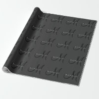 Professional Black Monogram Grey Your Name