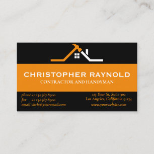 Professional Black & Orange Home Construction Card