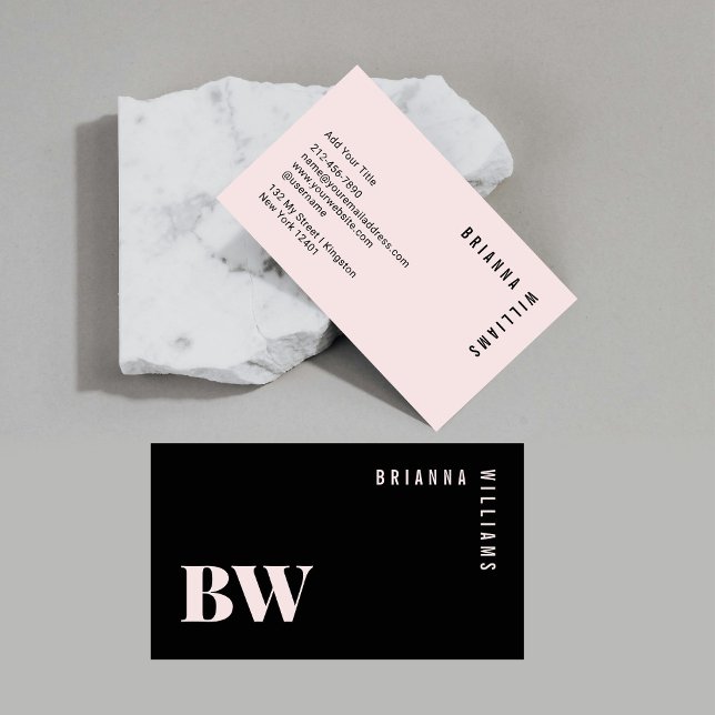 Professional Black Pink Monogram Modern Minimal Business Card (Creator Uploaded)