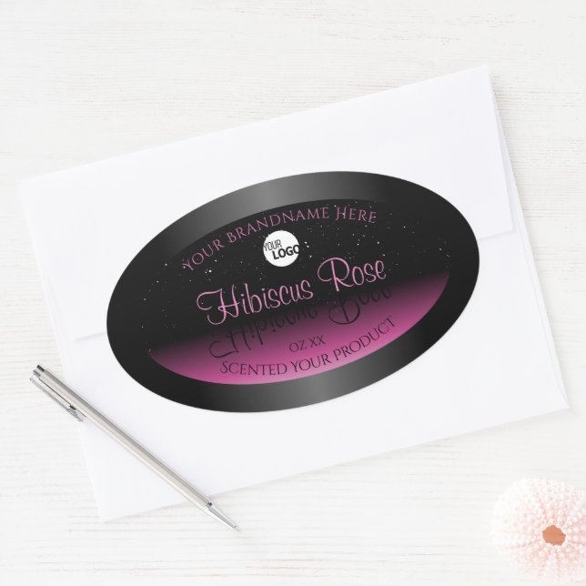 Professional Black Pink Product Label Glitter Logo (Envelope)