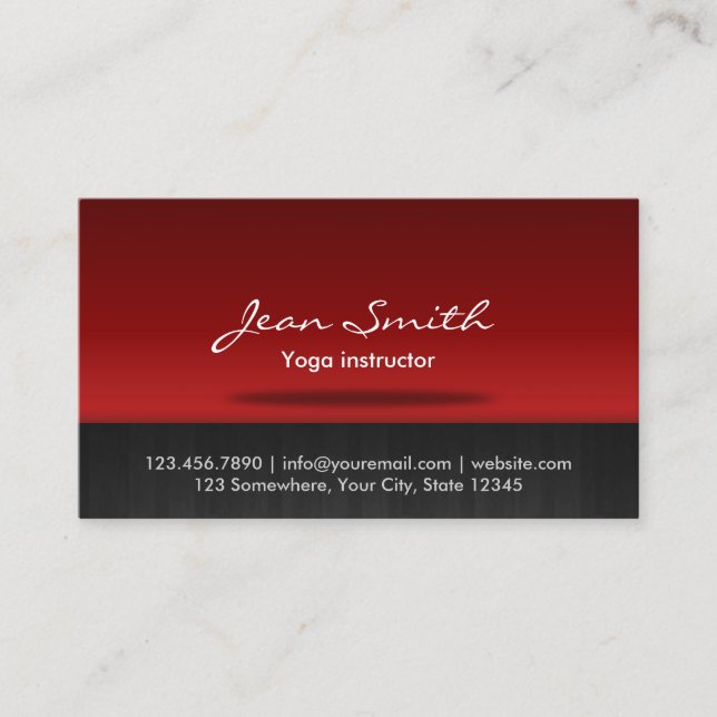 Professional Black & Red Yoga Instructor Business Card (Front)