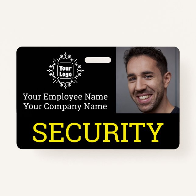 Professional Black Security Guard Photo ID ID Badge (Front)