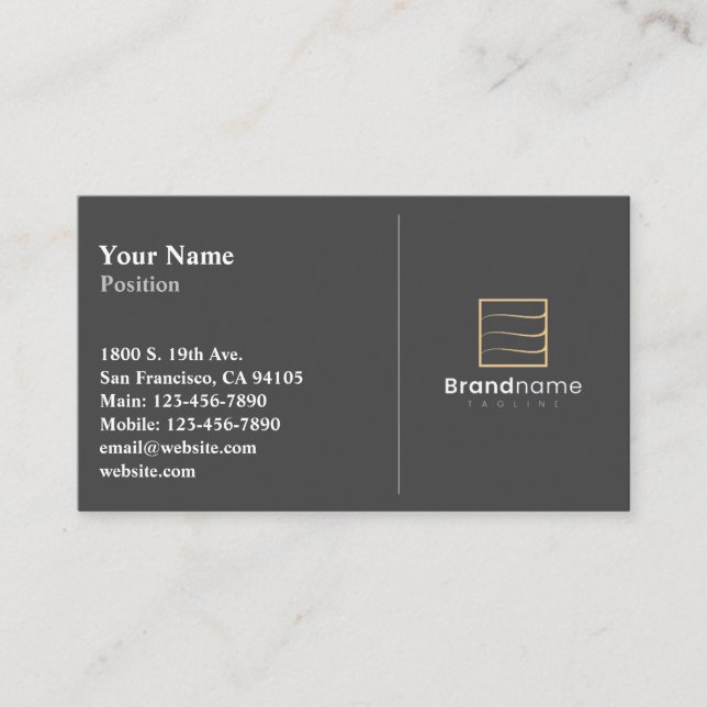 Professional Black Split Business Card (Front)