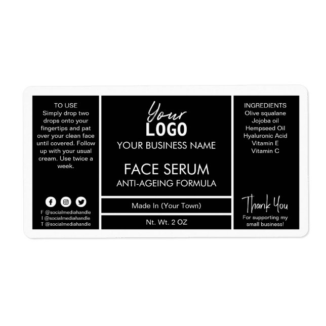 Professional Black White Border Face Oil Serum (Front)