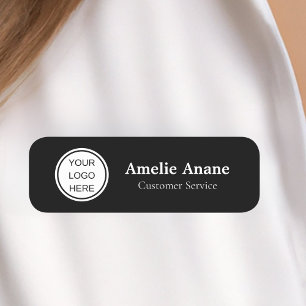 Professional Black & White Business Logo Staff  Name Tag