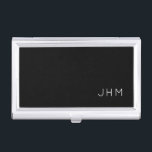 Professional Black & White Classic Monogram Busine Business Card Holder<br><div class="desc">Professional business card holder features sleek minimalist design in a black and white colour palette. Custom monogram initials presented on a simple black background in classic font; positioned lower right hand corner. Shown with personalised monogram initials in a simple classic modern font, this executive business card holder is designed as...</div>