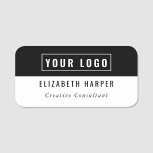 Professional Black White Custom Logo Name Badge