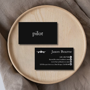 Professional Black White Employee Aviation Company Business Card