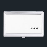 Professional Black & White Minimalist Monogram Business Card Holder<br><div class="desc">Professional business card holder features sleek minimalist design in a black and white colour palette. Custom monogram initials presented on a simple white background; positioned lower right hand corner. Shown with personalised monogram initials in a simple classic modern font, this executive business card holder is designed as a template with...</div>