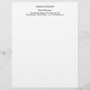 Professional Black White Minimalist Plain Creative Custom Letterhead