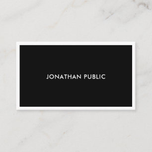 Professional Black White Modern Elegant Top Plain Business Card