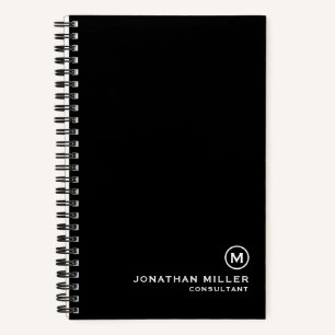 Professional Black White Monogram 5.5 x 8.5 Notebook