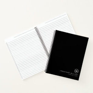 Professional Black & White Monogram Checklist Notebook