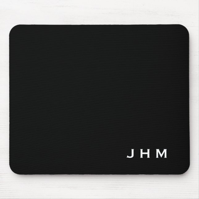 Professional Black & White Monogram Initials Mouse Pad (Front)