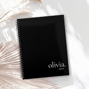 Professional Black & White Monogram Simple Name Planner