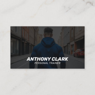 Professional Black & White Personal Trainer Business Card