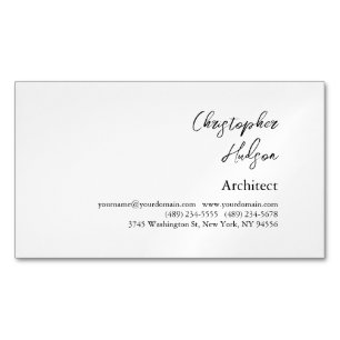 Professional Black White Plain Architect Magnetic Business Card