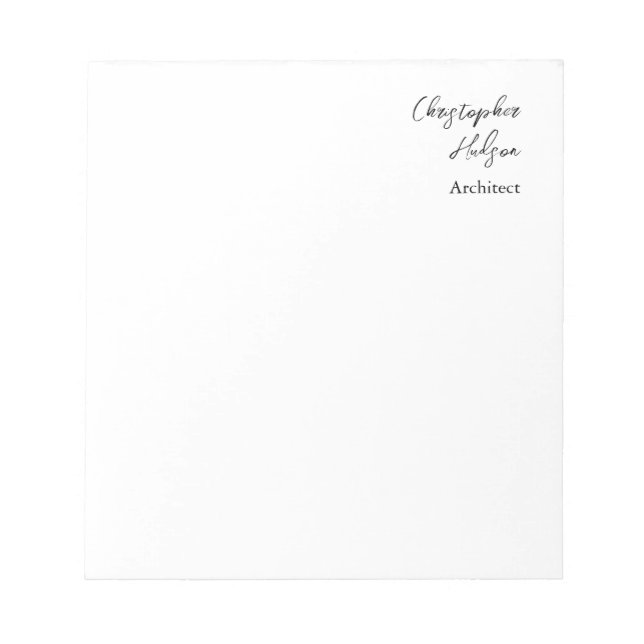 Professional Black White Plain Architect Notepad (Front)