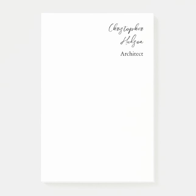 Professional Black White Plain Architect Thick Post-it Notes (Front)