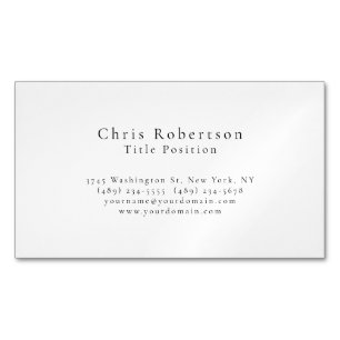 Professional Black White Plain Modern Simple Magnetic Business Card