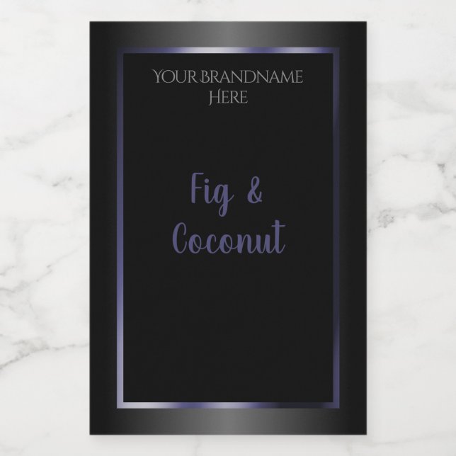 Professional Black White Product Labels Blue Frame (Single Label)