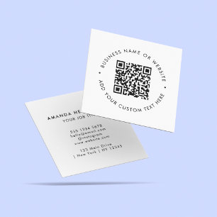  Professional Black & White Scannable QR Code  Square Business Card