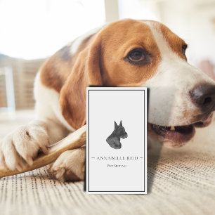 Professional Black White Silhouette Pet Sitting Business Card