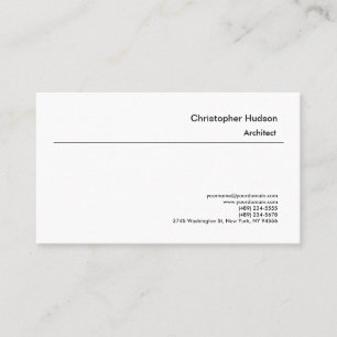 Professional Black White Simple Plain Architect Business Card