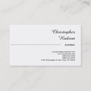 Professional Black White Simple Plain Architect Business Card