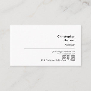 Professional Black White Simple Plain Architect Business Card