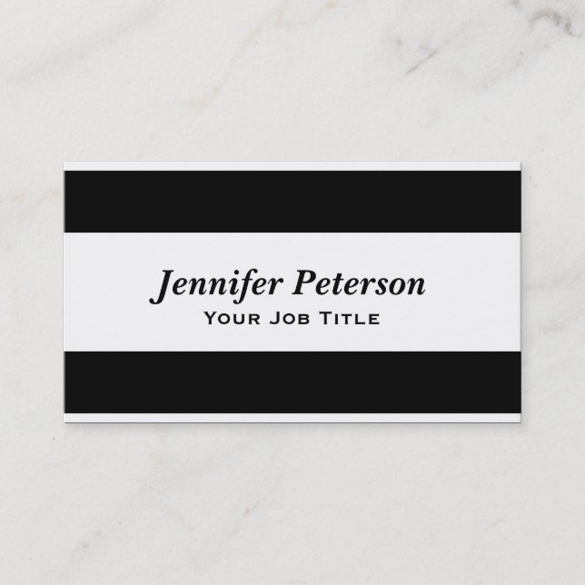 Professional Black with White Stripes Business Card (Front)